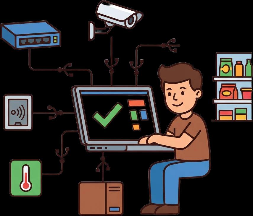 Vernetzte technische Komponenten für zentrales Smartstore-Monitoring
